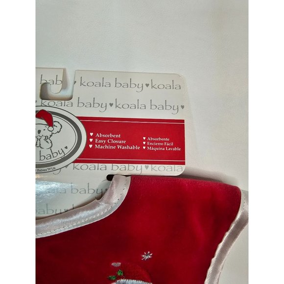 Koala Baby Red Baby Bib, Hook and Eye Closure Feliz Navida, Christmas - Picture 3 of 6